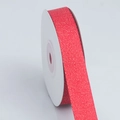 Roll of red herringbone polyester ribbon with gold metallic thread and shiny texture - Wide Style / Red