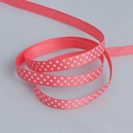 Nastro in grosgrain rosa con pois bianchi per fiocchi per capelli fai-da-te e pacchi regalo - Stile Stretto / Base Rosso Anguria Pois Bianchi