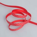 Red grosgrain ribbon with white polka dots for DIY hair accessories and bows - Narrow Style / Red Base White Polka Dot