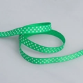 Bright green grosgrain ribbon with white polka dots for DIY hair accessories - Narrow Style / Green Base White Polka Dot