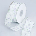 Organzaband-Rolle mit lila Tulpenmuster und grüner Nahtkante für DIY-Bastelarbeiten - Fruit Green Purple Floral (Small Roll)