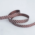 Deep brown 25mm grosgrain ribbon with white polka dots for DIY hair bow crafts - Narrow Style / Brown Base White Polka Dot