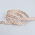 Light brown 2.5cm grosgrain ribbon with white polka dots for DIY hair accessories - Narrow Style / Camel Base White Polka Dot