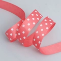Coral pink grosgrain ribbon with white polka dots for DIY hair accessories and bows - Wide Style / Watermelon Red Base White Polka Dot