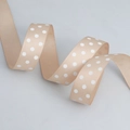 2.5cm beige grosgrain ribbon with white polka dots for DIY hair accessories - Wide Style / Camel Base White Polka Dot
