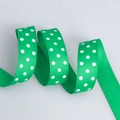Grosgrain ribbon with white polka dots in emerald green for DIY hair accessories - Wide Style / Green Base White Polka Dot