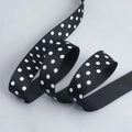 Polka dot 2.5cm black grosgrain ribbon with white dots for DIY crafts and gift bows - Wide Style / Black with White Polka Dots