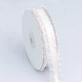 Creamy white pleated organza ribbon with satin center on spool for DIY crafts and decor - Narrow Version Short Roll / Pink