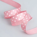 Pink grosgrain ribbon with white polka dots for DIY hair bows and craft projects - Wide Style / Sakura Pink Base White Polka Dot
