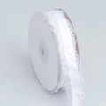White ruffled lace trim ribbon wound on a spool for DIY wedding and craft projects - Narrow Version Short Roll / White
