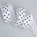 White grosgrain ribbon with black polka dots for DIY hair accessories and bows - Wide Style / White Base Black Polka Dot