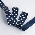 Navy blue grosgrain ribbon with white polka dots for DIY hair bows and sewing projects - Wide Style / Navy Blue Base White Polka Dot