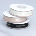Set of three ribbed ribbons with gold Best Wishes print in white, pink, and black colors - Three-color Combination Set