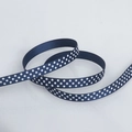 Navy blue grosgrain ribbon with white polka dots for DIY hair accessories and crafts - Narrow Style / Navy Blue Base White Polka Dot