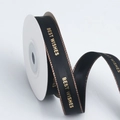 Nastro nero a coste da 1,5cm con bordo dorato e stampa Best Wishes su bobina - Rotolo Standard / Bordo Oro Nero