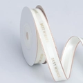 Nastro a costine crema 1.5cm con bordo oro rosa e stampa Best Wishes in oro - Rotolo Grande / Bordo Dorato Beige