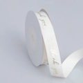 Nastro di raso bianco con stampa Thank You in lamina d'oro per pacchi regalo - Rotolo Standard / Champagne
