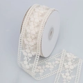 Rol vintage geborduurde kantband met bloemenpatronen voor doe-het-zelf handwerk - 4.5cm Brede Kantrand / Beige