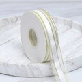 Nastro in organza bianco con bordi dorati per decorazione torte e confezioni regalo - Semplice / Largo 2.5cm / Bianco