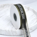 Nastro nero elegante con bordi dorati e scritta Just For You per pacchi regalo - Stampa Just For You / Largo 2.5cm / Nero