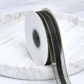 Elegante nastro nero con bordi glitterati dorati su rocchetto per pacchi regalo - Semplice / Largo 2.5cm / Nero
