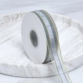 Elegant grey sheer ribbon with gold edges and Just For You text for gift wrapping - Just For You Print / 2.5cm Wide / Gray