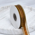 Brown ribbon with gold edges on a white reel for cake boxes and gift wrapping - Plain / 2.5cm Wide / Brown