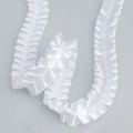 White 2.5cm pleated polyester satin ribbon trim for DIY floral and clothing decoration - Ordinary White Style
