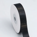 2.5cm black ribbon with gold metallic stripes on roll for gift wrapping and DIY crafts - 030# Gold Stripe Black