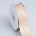 Champagne plaid textured polyester ribbon roll on white spool for DIY crafts - 2.5cm*10 Yards / 835# Camel