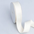 Roll of cream cotton lace ribbon with scalloped pearl edge for DIY craft and gift wrapping - 2.5cmx9.1m / Champagne