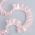 Single-sided pleated pink polyester satin ribbon lace for clothing trim and DIY crafts - High Density / Pink