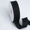 Black polyester cotton ribbon with picot edge on a white spool for DIY gift wrapping - 2.5cmx9.1m / Black