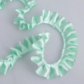 Mint green pleated polyester satin ribbon trim with elegant ruffled wavy edges - Plain Style / Green