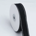 Schwarzes beflocktes Karoband mit weißen Nähten auf Rolle für DIY Haarschmuck - 2.5cm*10 Yards / Schwarz