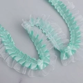 Double-layered mint green and white pleated organza ruffled ribbon trim for DIY crafts - Green (Ordinary Style)