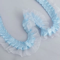 Light blue ruffled ribbon trim with white organza edges for DIY sewing projects - Blue (Ordinary Style)