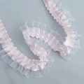 Pink and white 4cm polyester pleated organza ruffle trim for DIY sewing and bridal dresses - 2.5cm Polyester + 3.8cm Chiffon [regular Style] 117# Pink