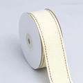 Beigefarbenes Gitterband mit braunen Steppnähten für Bastelarbeiten und Haarschmuck - 3.8cm*10 Yards / Champagner