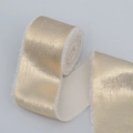 Samtband in Champagnergold mit handgefertigten Fransen für Hochzeitseinladungen und Sträuße - 4cmx5m / Champagner