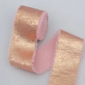 Rosa Chiffonband mit ausgefransten Kanten und Goldglitzer für Geschenkverpackung - 4cmx5m / Rosa