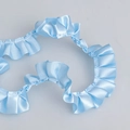 Light blue pleated satin ribbon trim with elegant ruffled edges and central stitching - Plain Style / Blue