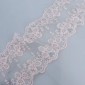 13cm light pink floral embroidery lace trim with delicate scalloped edges for dresses - 13cm x 5 Yards / Champagne