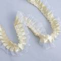 Pale yellow satin and white organza double-layered pleated ribbon for DIY crafts - Yellow (Ordinary Style)