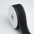 Rolle schwarzes Webband mit weißen Seitennähten und gewebter Textur auf Spule - 3.8cm*10 Yards / Schwarz