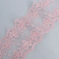 13cm light pink floral embroidery lace ribbon with fine mesh base for dress accessories - 13cm x 5 Yards / Korean Pink