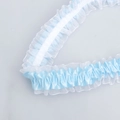 Elastic light blue satin ruffle trim with white lace detail for garment DIY crafts - Encrypted Blue (308#) / 3.8cm Wide Elastic