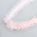 Pink satin and white organza double-layered pleated elastic lace trim 4cm wide - Encrypted Pink (115#) / 3.8cm Wide Elastic