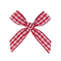 DIY red and white gingham plaid ribbon bow for gift boxes and hair accessories decor - Red (#007)