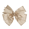 Close-up of golden glitter fabric Christmas bow ornament for trees and holiday wreaths - Gold Sequin Style (4#)